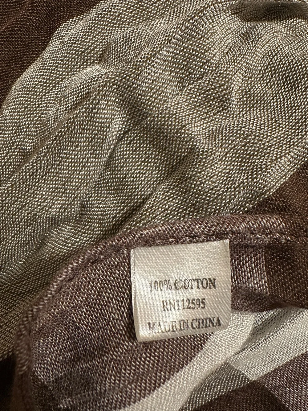100% cotton Lightweight Brown and White Check plaid Scarf